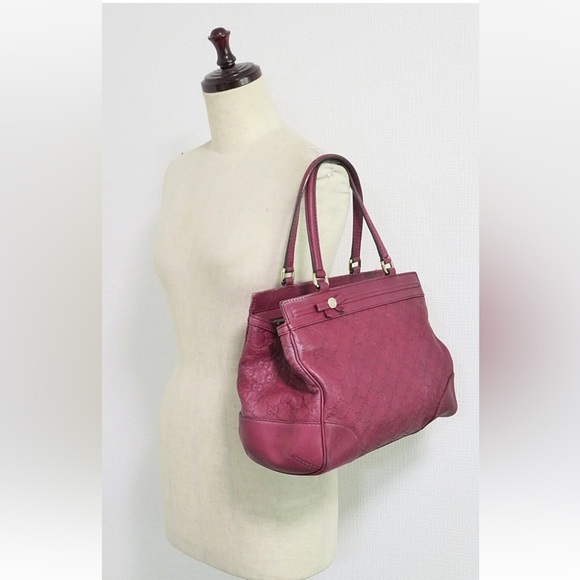 Gucci Burgundy Embossed Shoulder Bag - Picture 7 of 13